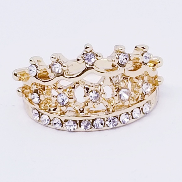 Gold Tone CROWN Princess Ring w/ Rhinestones 7, 9 - Picture 3 of 8